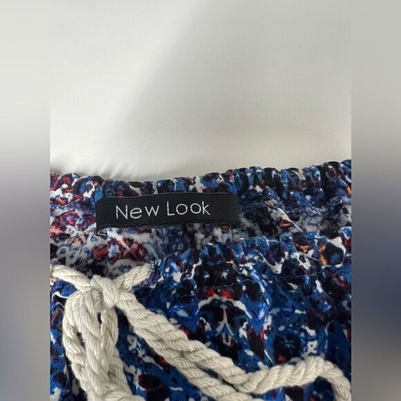 New Look Bohemian Floral Print  Top Tunic Shirt Sleeveless Size L Tie Front Blue - Picture 5 of 10